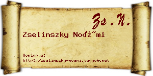 Zselinszky Noémi névjegykártya